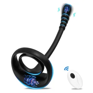 Remote control, USB rechargeable cockring with vibrating plug